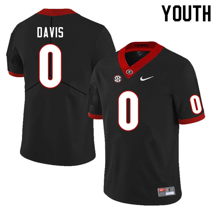 Youth #0 Rian Davis Georgia Bulldogs College Football Jerseys Sale-Black - Click Image to Close